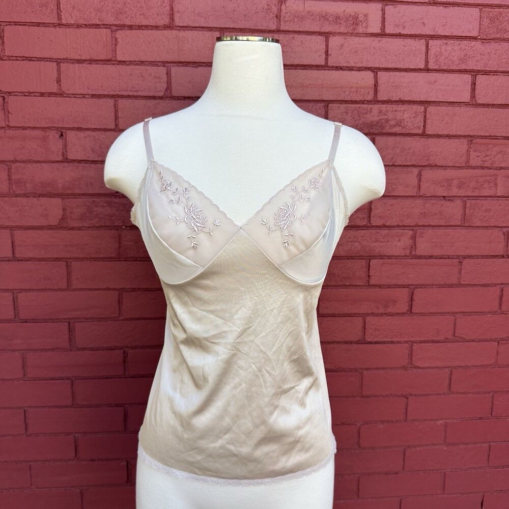 Vtg JC Penny MG Soft Beige Nylon Lace Lingerie Camisole Size 34 Fairy Cottage